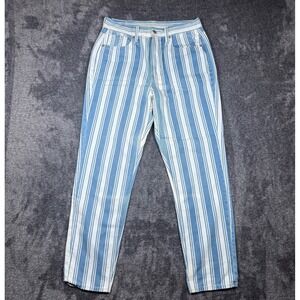 American Eagle Womens 6 Striped Jeans High Rise Blue White Straight Leg